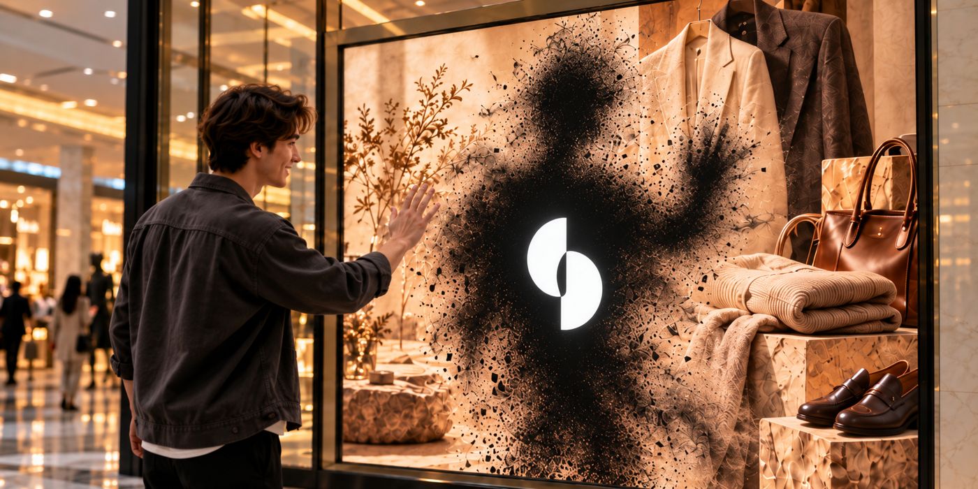 Visitor reaching toward the screen